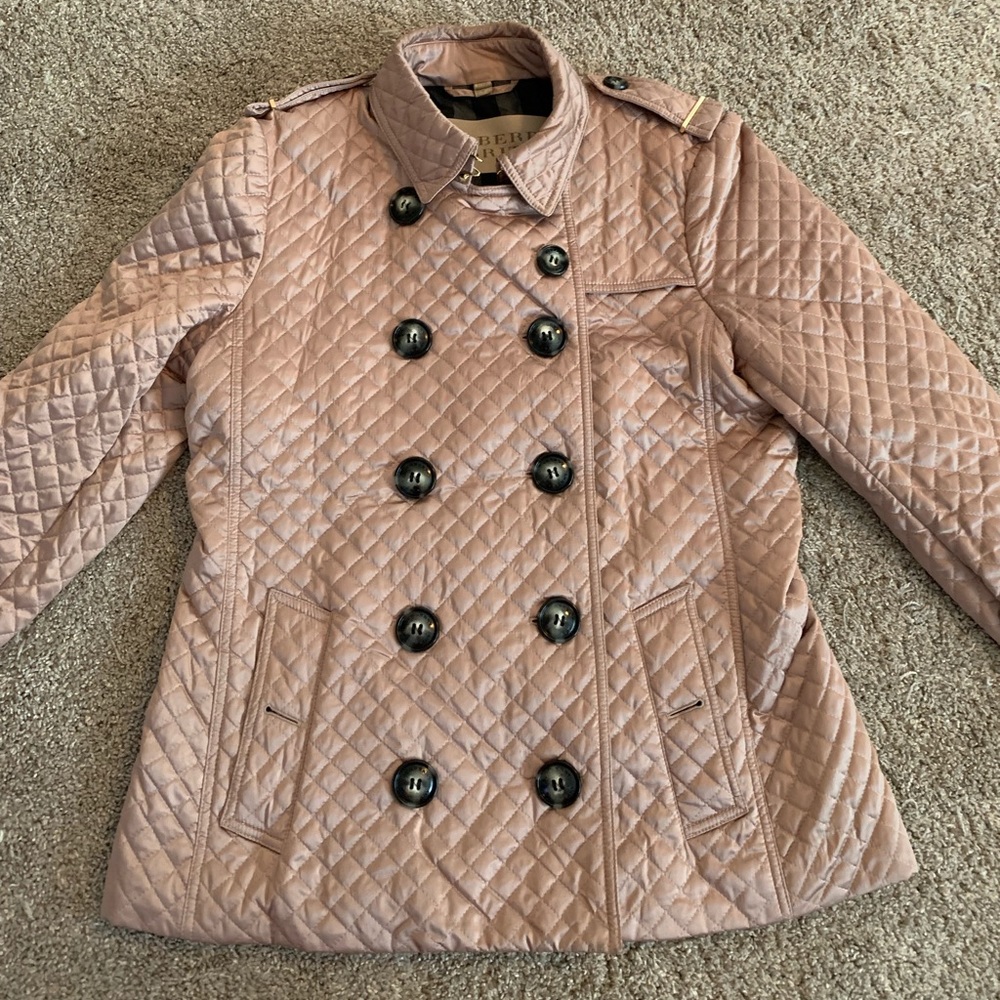 Women’s rose gold Burberry quilted jacket